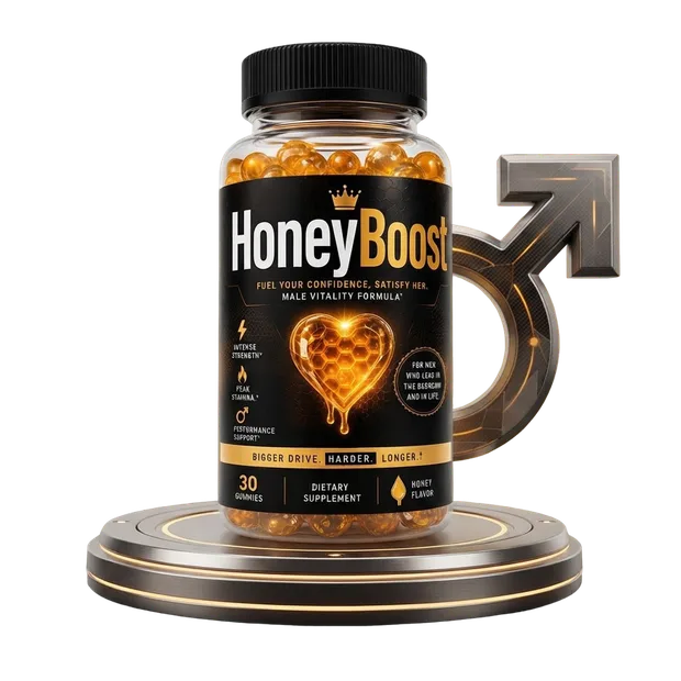 Bottle of HoneyBoost male vitality gummies